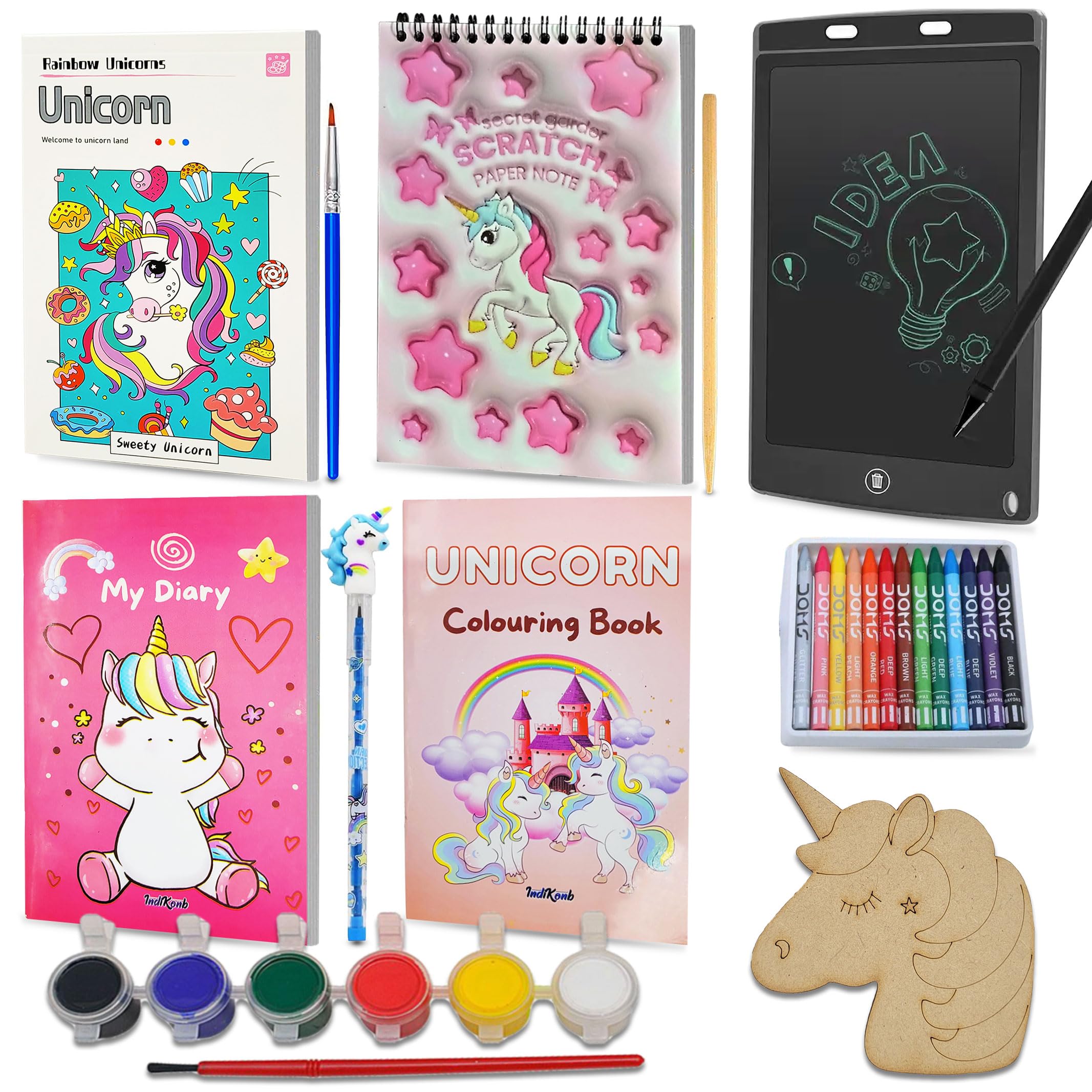 INDIKONB Fantasy Unicorn Mermaid Art and Craft Kit | Magic Waterbook, Scratchbook, Diary, Coloring Book, Writing Pad | Perfect Birthday or Return Gift (B0CT3HJ9RY) Amazon Price History, Amazon Price Tracker
