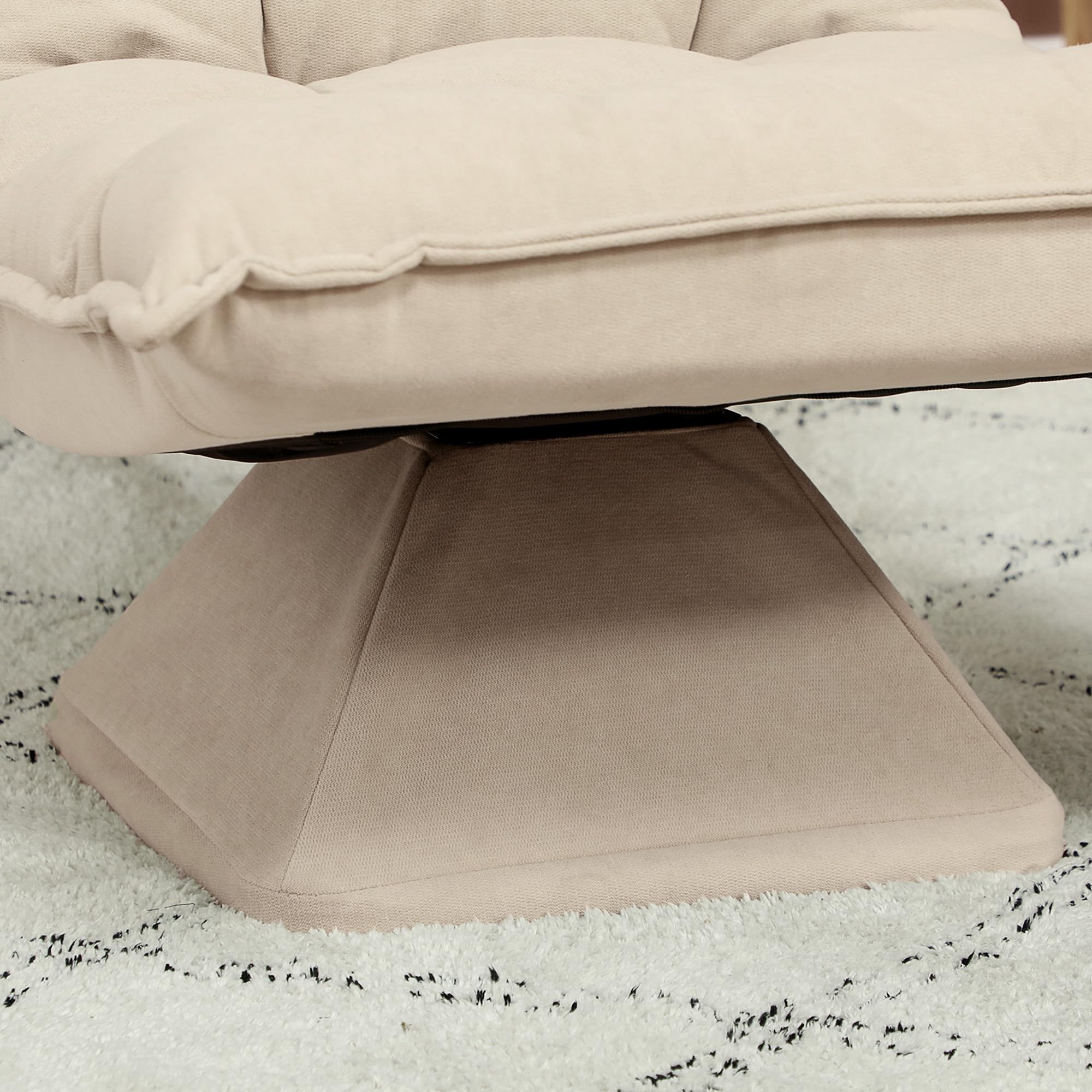 HOMCOM Poltrona Relax Girevole 360° con Schienale Regolabile in 5 Posizioni, Poltrona da Terra con Seduta Ampia Imbottita Spessa in Tessuto Effetto lino, per Soggiorno Lettura, 62x70x95 cm, Beige