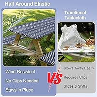 Vista 200 de Play Tailor - Mantel para mesa de pícnic con cubiertas para bancas, impermeable y a prueba de viento con bolsa de cordón, ajustable a mesas y bancas