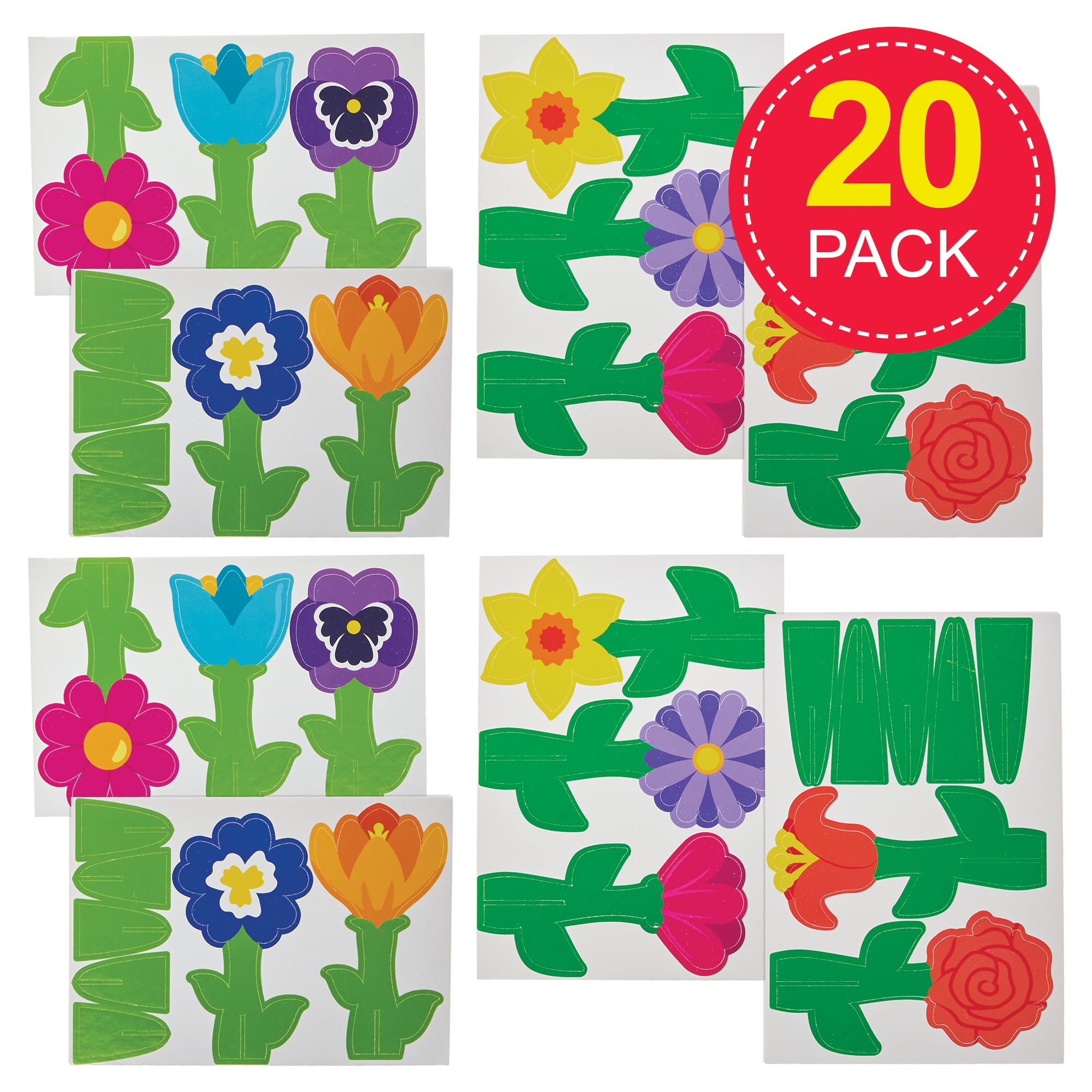 Baker Ross FN378 3D Stand-up Flowers - Pack of 20, Flowers for Displays Springtime Displays - Image 2