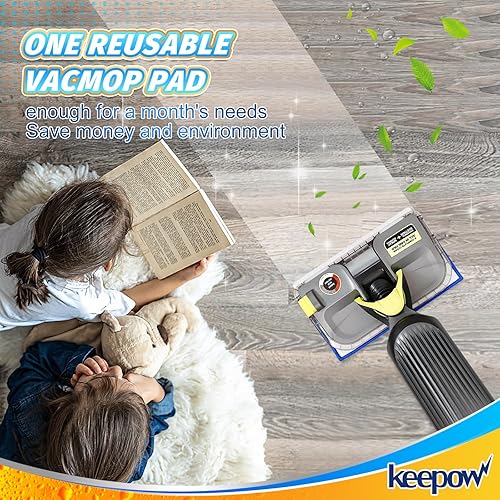 Miniatura 8 de KEEPOW Paquete de 12 almohadillas reutilizables para mopa de tiburón en comparación con las almohadillas desechables de piso duro Shark Vacmop