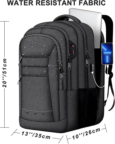 Miniatura 2 de Mochila de viaje grande, mochila extra grande mejorada para hombres, mochila para laptop de 17 pulgadas, mochila grande delgada de viaje, para