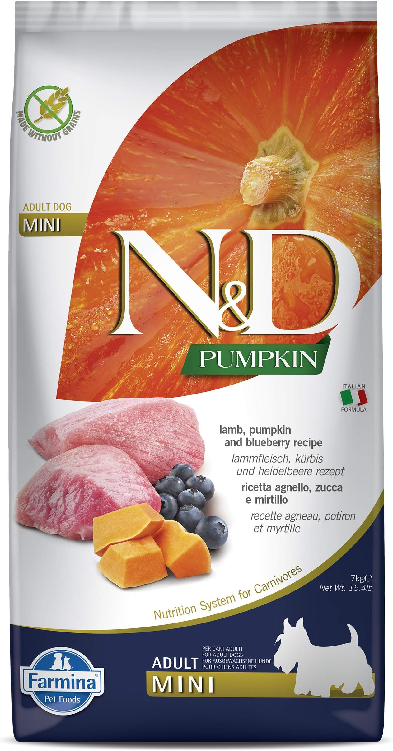 N&D Grain Free Pumpkin Lamb and Blueberry Adult Dog Pet Food, 7 kg (Mini)