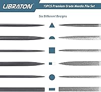 Vista 3 de LIBRATON Juego de archivos pequeños, limas de diamante de aguja, 13 piezas, 6 piezas de jewlers y 6 acero para trabajos de metal de precisión