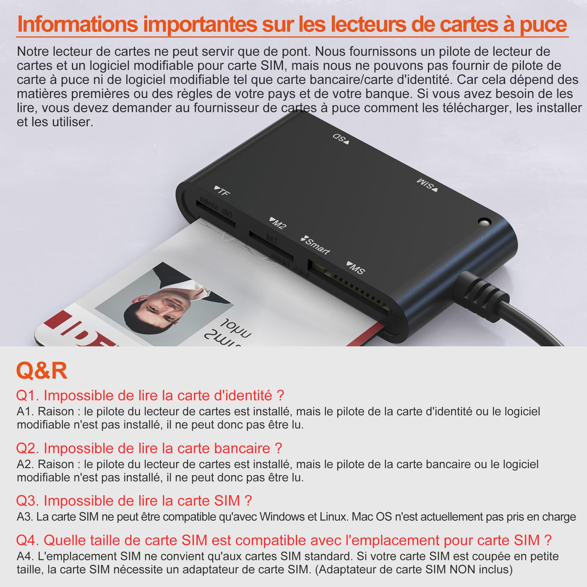 7en2 Lecteur Carte Identité Belge Compatible MicroSD, SD, MMC, SIM, M2, Memory Stick Pro Duo Pour Signature Électronique, DNI, Carte de Santé, eID Belgique