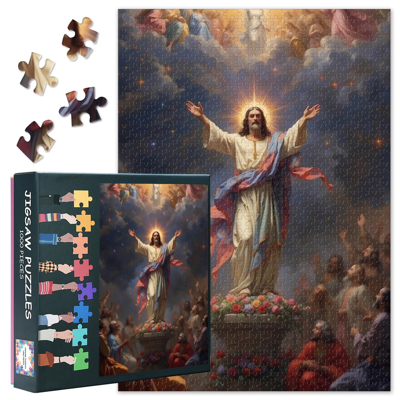 Puzzles for Adults 1000 Pieces Jesus Christ and Believer Jigsaw Puzzles Suitable for Game Nights Funny Challenging Puzzle Gifts for Family and Friends Finished Puzzle Size: 70x50cm