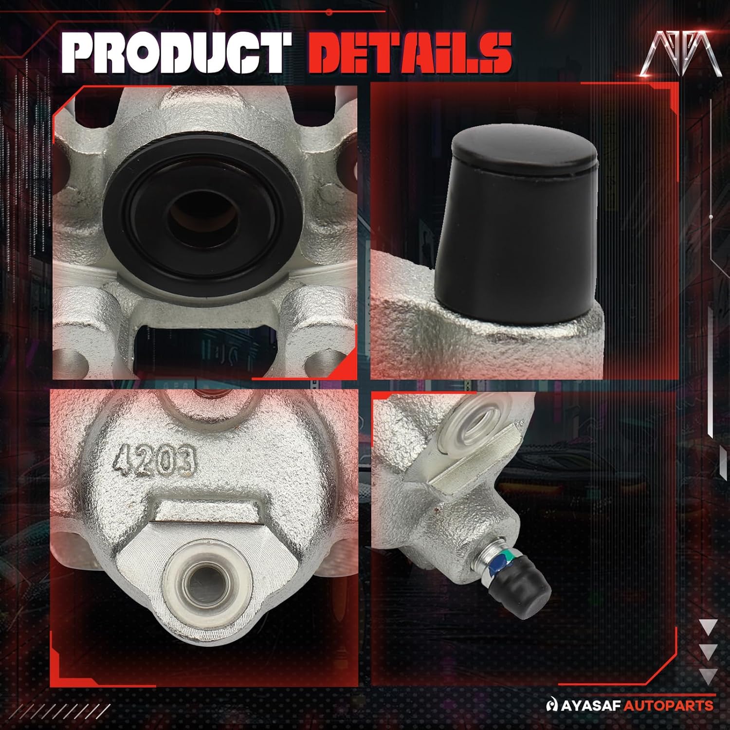 MAYASAF 184774 Rear Left or Right Disc Brake Caliper for Dodge Caravan 2001-2007 3.3L V6, Grand Caravan 2001-2007 3.8L V6, for Chrysler Town & Country 2001-2007