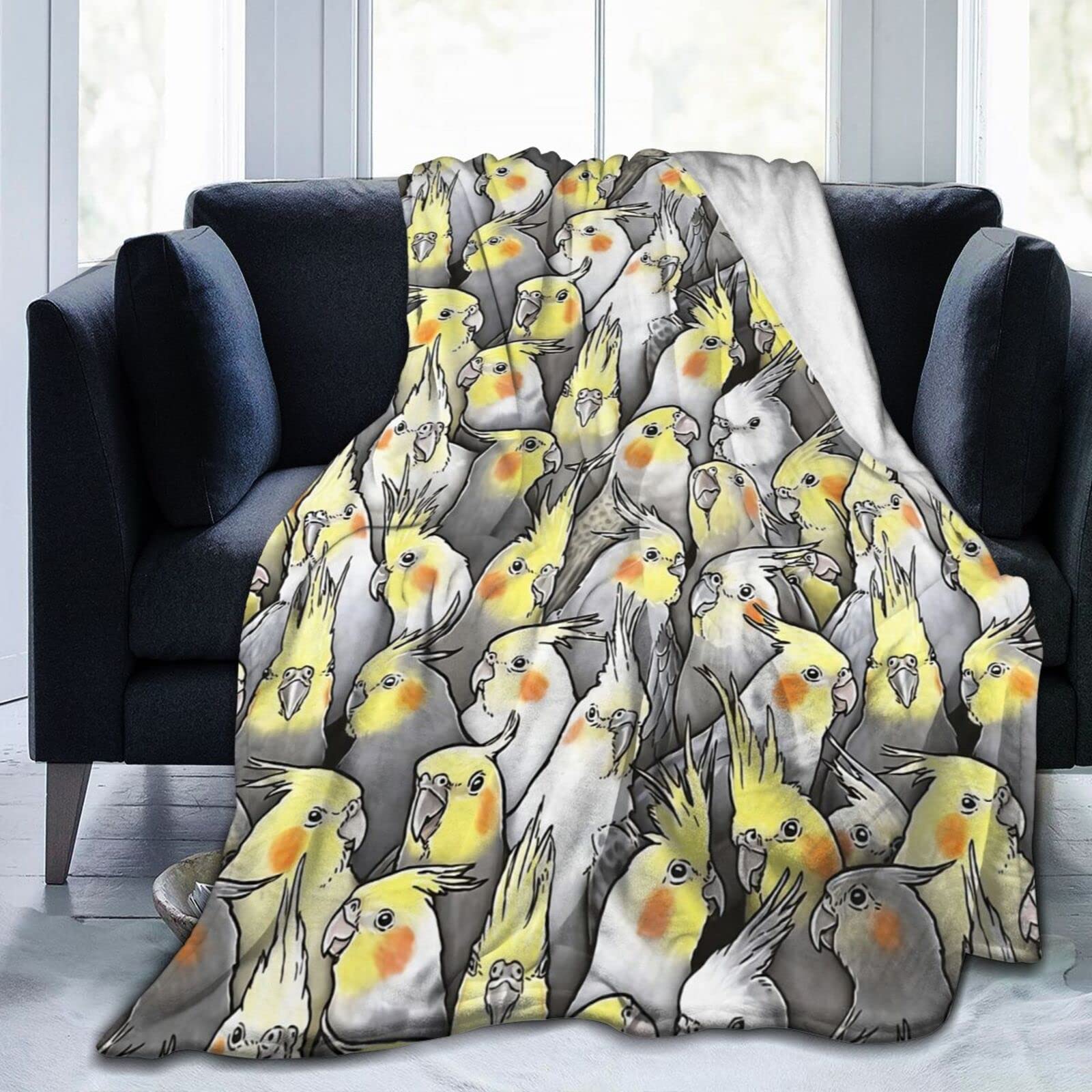 Bxuoe Cockatiel Flannel Throw Blanket, Fuzzy Cozy Warm Throws All Season Bedding, Couch and Plush House Warming Decor Gift Idea 40''x50''
