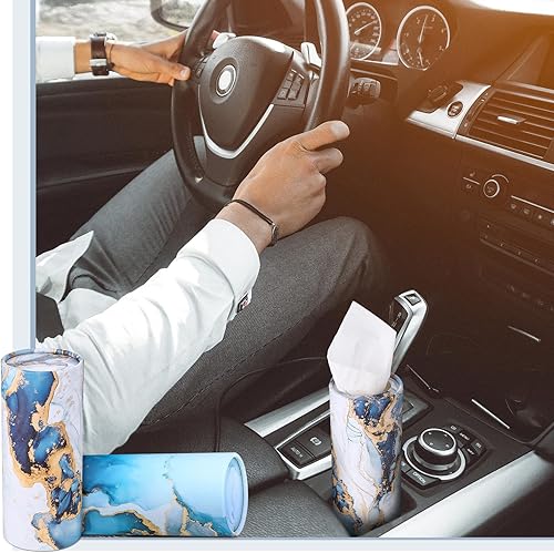 Miniatura 4 de Cunhill 12 cajas de pañuelos cilíndricos para automóvil, servilletas impresas, redondas, desechables, cajas de pañuelos faciales de viaje para