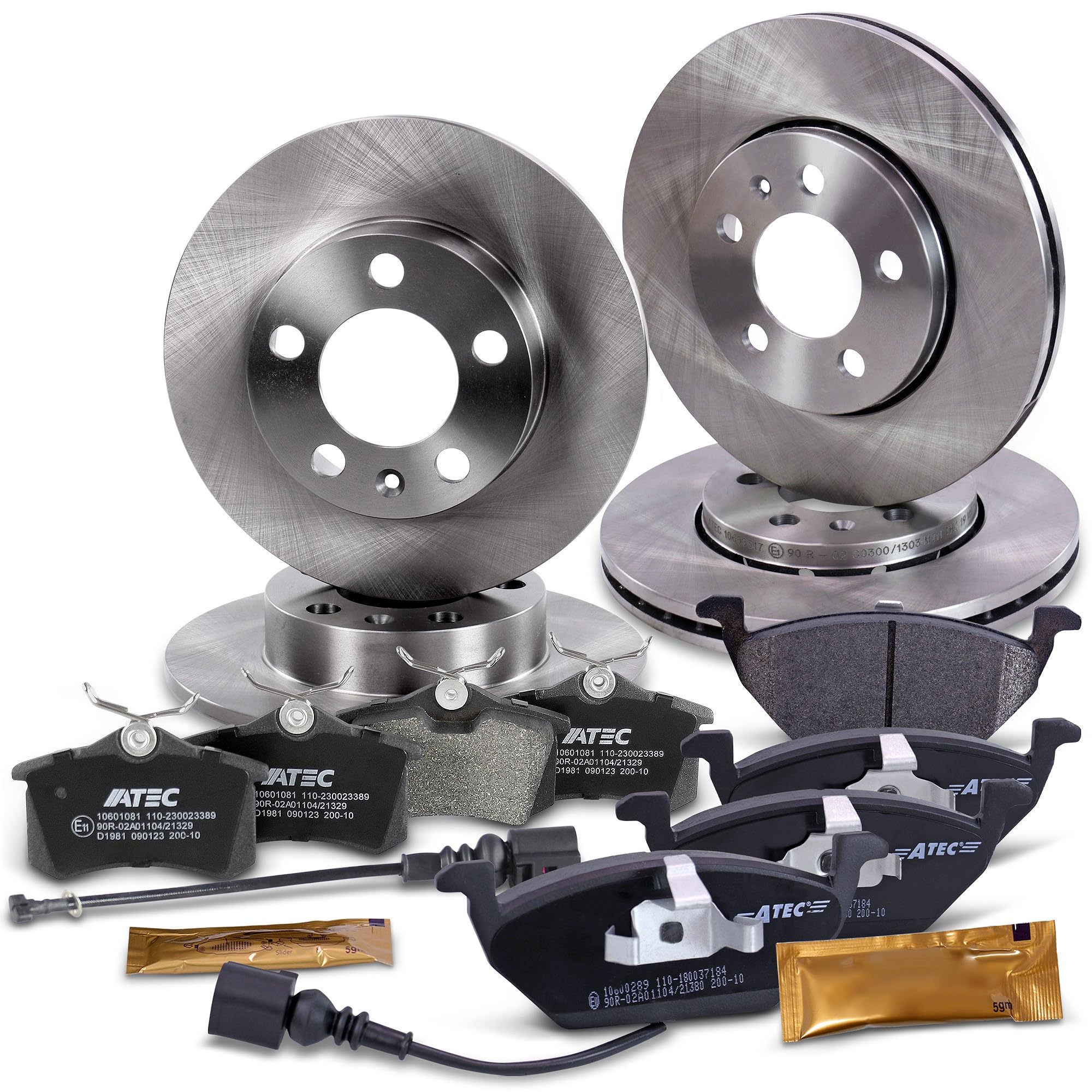 BESTPRICE Set freni incl. dischi freno anteriori Ø 256 mm + posteriori Ø 230 mm + pastiglie freno anteriori e posteriori, compatibili con VW POLO (9N_, 9A_)