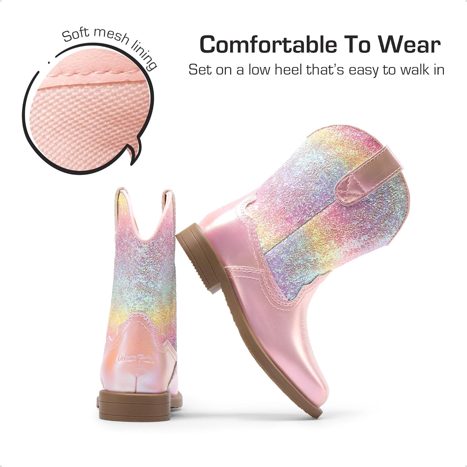 DREAM PAIRS Toddler Little Boys Girls Cowboy Boots Kids Western Square Toe Riding Mid Calf Boots - Image 6