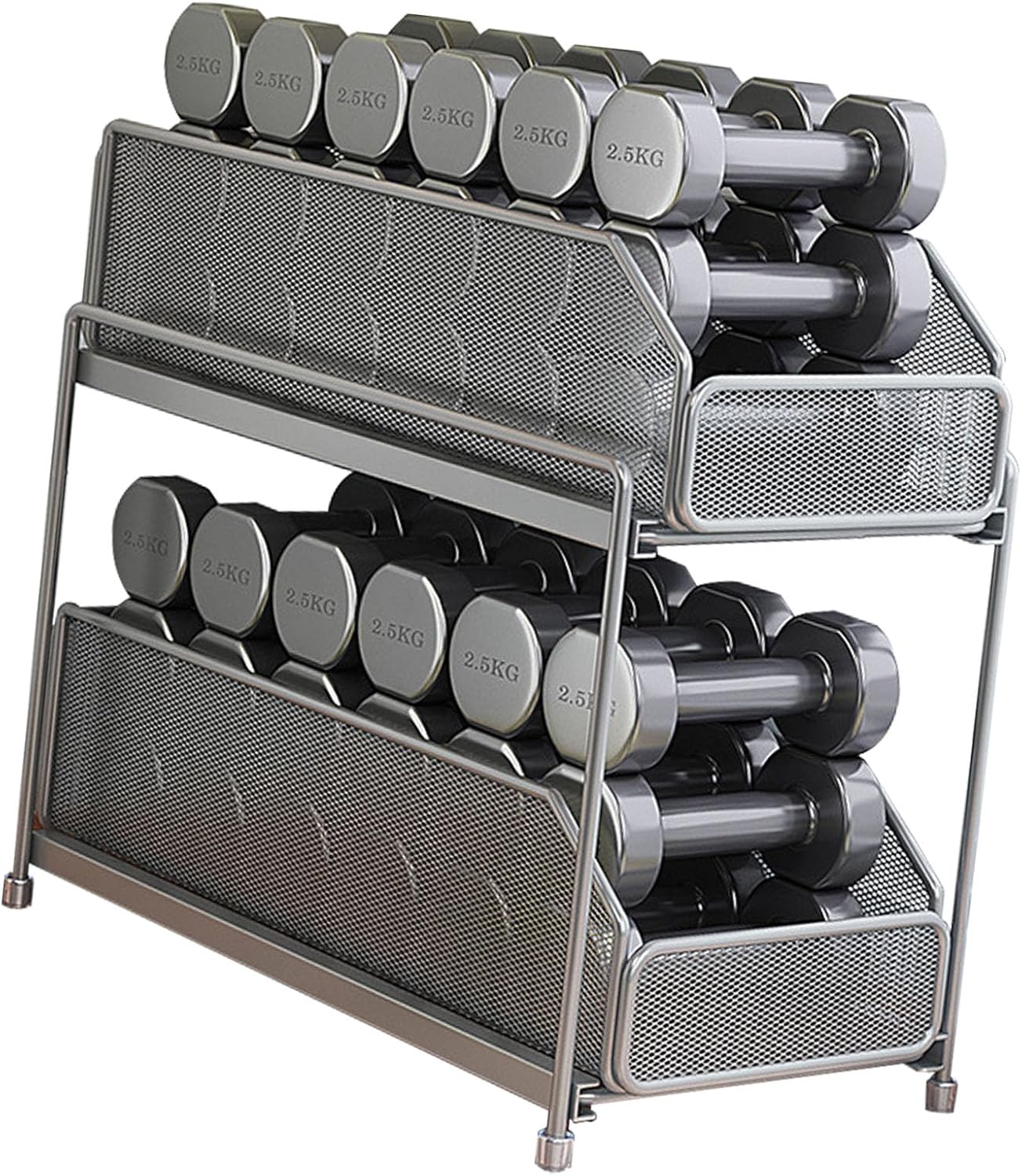 Under Sink Shelf Organizer, Carbon Steel Two Tier Storage Shelf 15x7.5in for Bathroom and Kitchen Use (Silver)