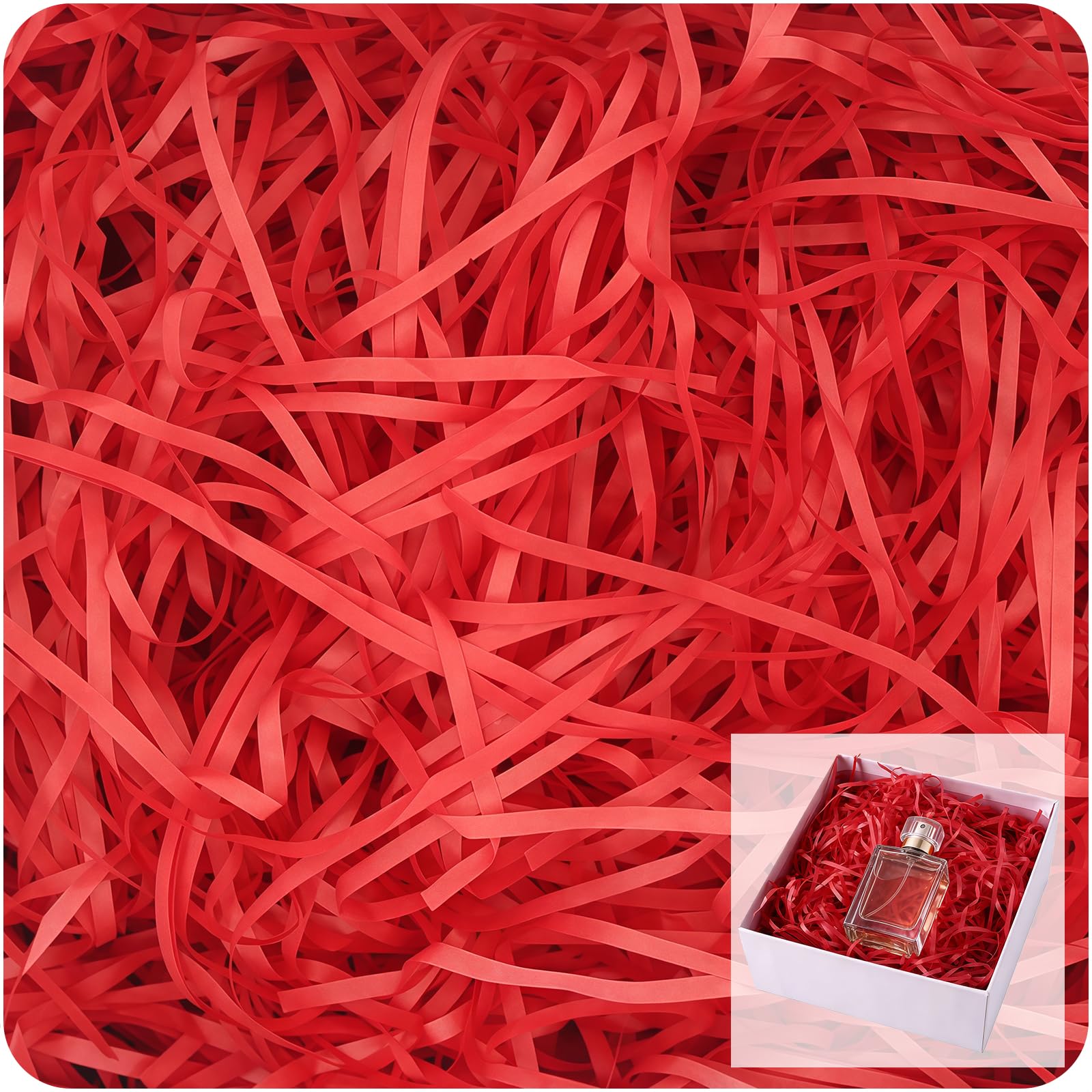RONGZUBAT RAFFIA 100g Red Shredded Tissue Paper for Gift Boxes, Hampers, Baskets; Biodegradable, Eco-friendly; Ideal for Birthdays, Anniversaries, Christmas, etc.