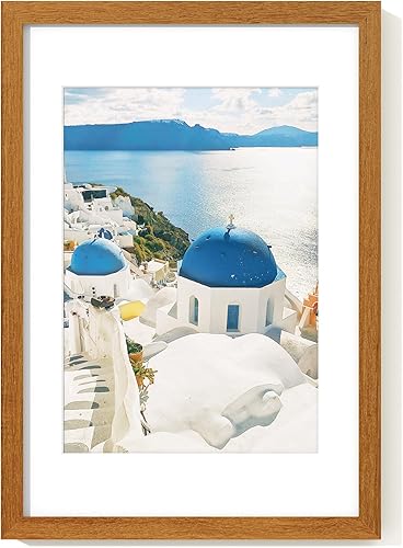 Miniatura 66 de Axeman Marco para póster de 18 x 24 pulgadas con paspartú para 16 x 20 pulgadas, marco de fotos de madera maciza de roble con vidrio templado, marco