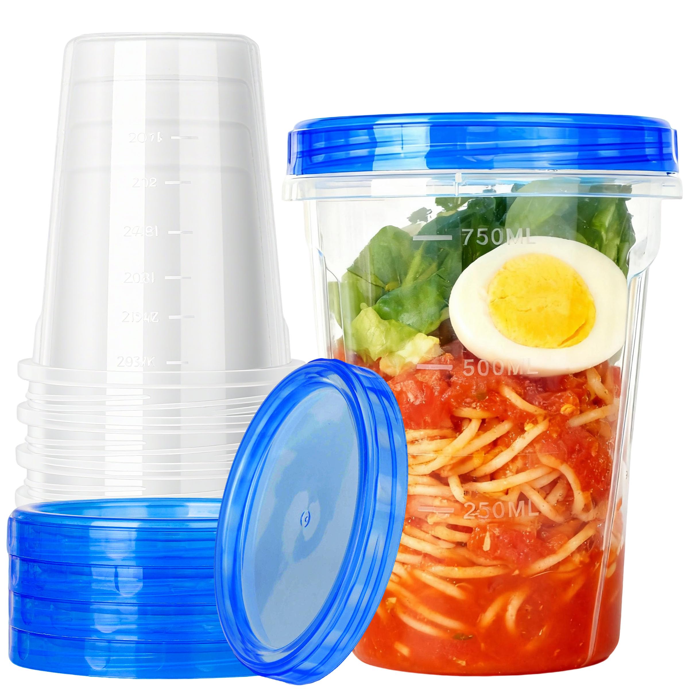 Food Storage Freezer Containers for Food with Twist Top Lids - 32Oz BPA Free Reusable Plastic Soup Containers with Screw On Lids - Ideal for Meal Prep, Leftovers Microwave and Dishwasher Safe