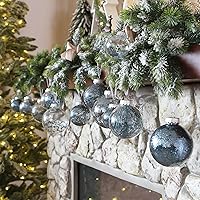 Vista 4 de Sea Team Adornos de esferas navideñas de plástico transparente irrompibles, decorativos, set de esferas de Navidad rellenas de decoraciones Azul