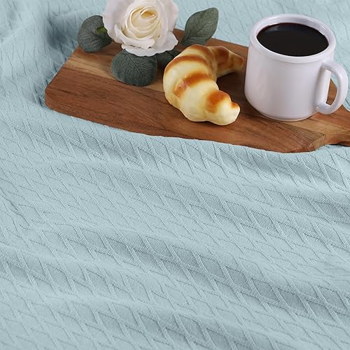 Miniatura 8 de SUPERIOR Manta de tejido de diamante, funda 100% algodón para el hogar, sofá, cama, mantas suaves y cálidas, estética bohemia, cómoda, acogedora y