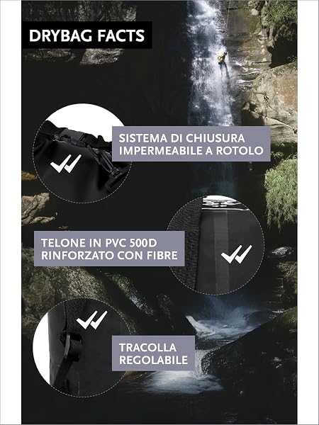 DonDon Dry Bag Borsa Impermeabile da 2l, 5l, 10l, 15l, 20l, 30l con Tracolla - 2