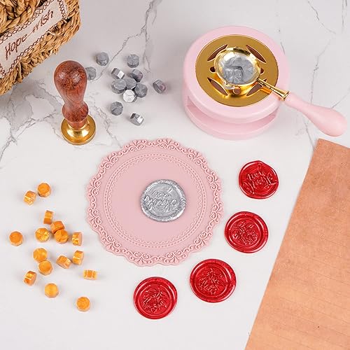 Miniatura 4 de LSYGXYZ Kit de sellado de cera horno de sellado de cera con cuchara de sellado de cera y almohadilla de silicona para derretir cuentas de sellado de