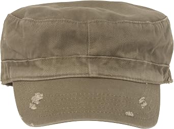 Distressed Washed Cotton Cadet Army Cap Olive One Size