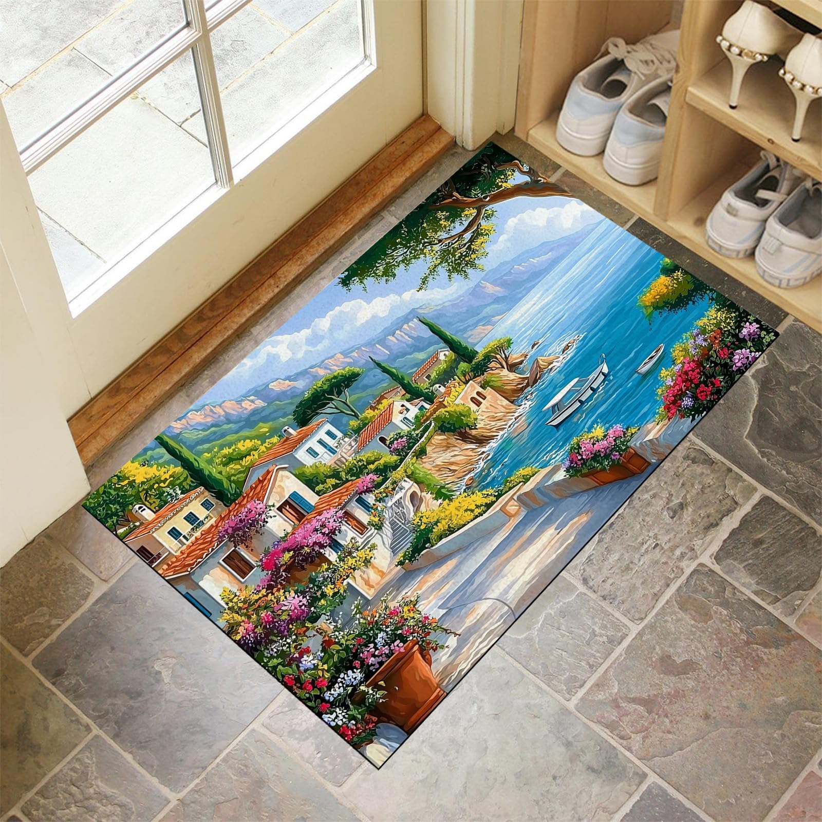 Tapis de porte 50x80cm extérieur lavable et paillasson antidérapant solide