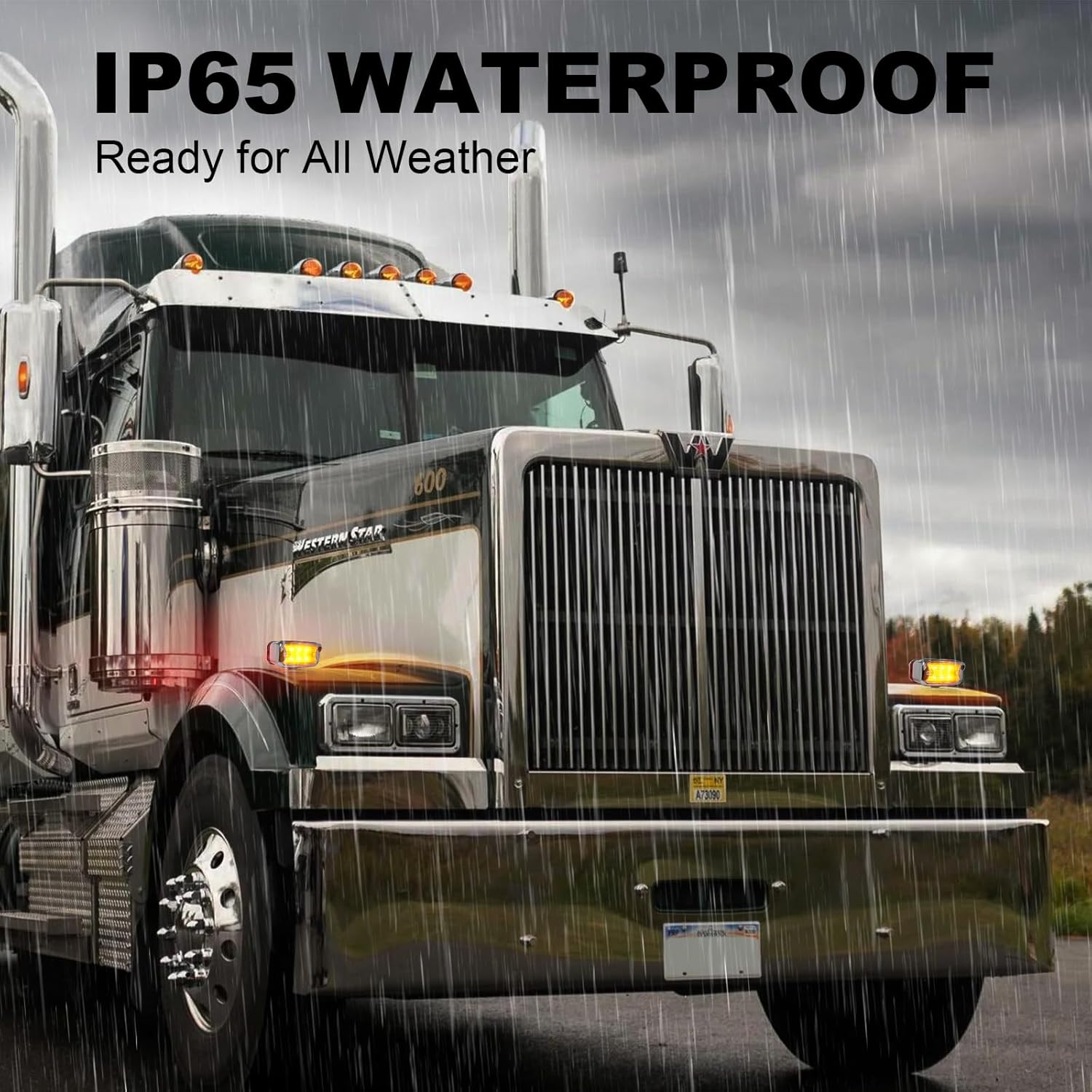 Amber Red Pedestal Fender Lights, 12 LED Semi Truck Turn Signal Lights, Dual Face Marker Light for Peterbilt Kenworth Freightliner Tractor Brake Turning Bumper Mount, IP65 Waterproof