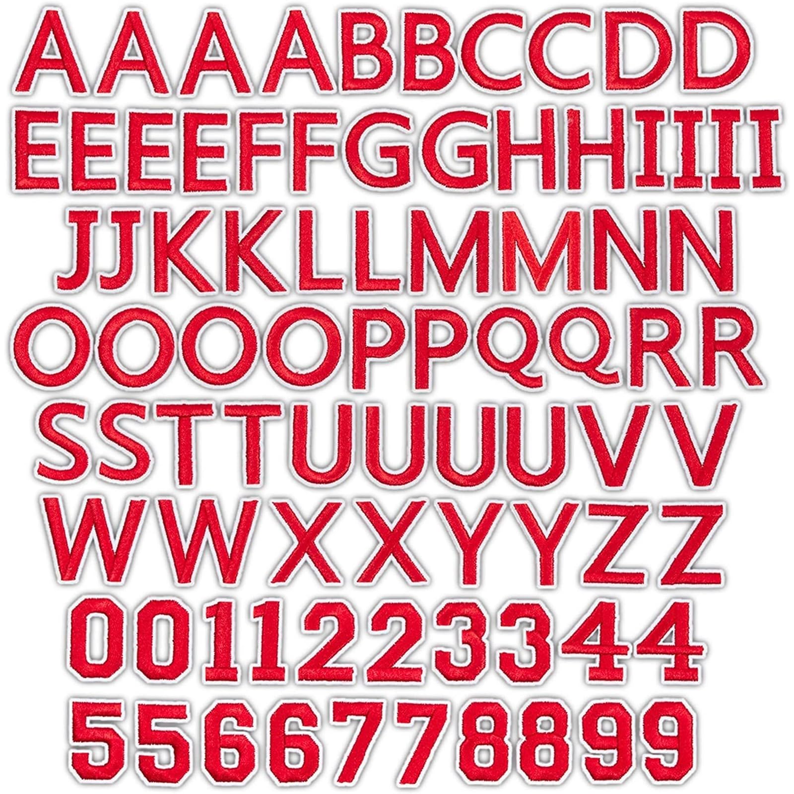 Red Alphabet Letter and Number Patches for Sewing and Crafts (1