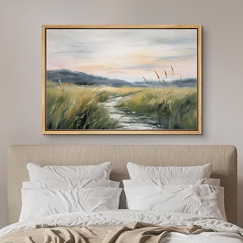 Miniatura 3 de SIGNFORD Lienzo enmarcado para pared, puesta de sol, montaña, pantano, pantano, río, lago, naturaleza, ilustraciones de área silvestre, arte