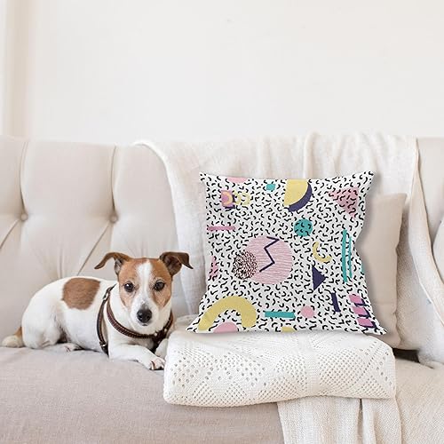 Miniatura 4 de Ambesonne Funda de cojín de los años 90, patrón geométrico en estilo retro con formas redondas de triángulo de media luna, funda de almohada