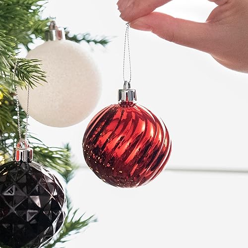 Miniatura 138 de Valery Madelyn Juego de adornos de Navidad para árbol de Navidad, 24 quilates, adornos de bolas inastillables de color azul marino, adorno colgante