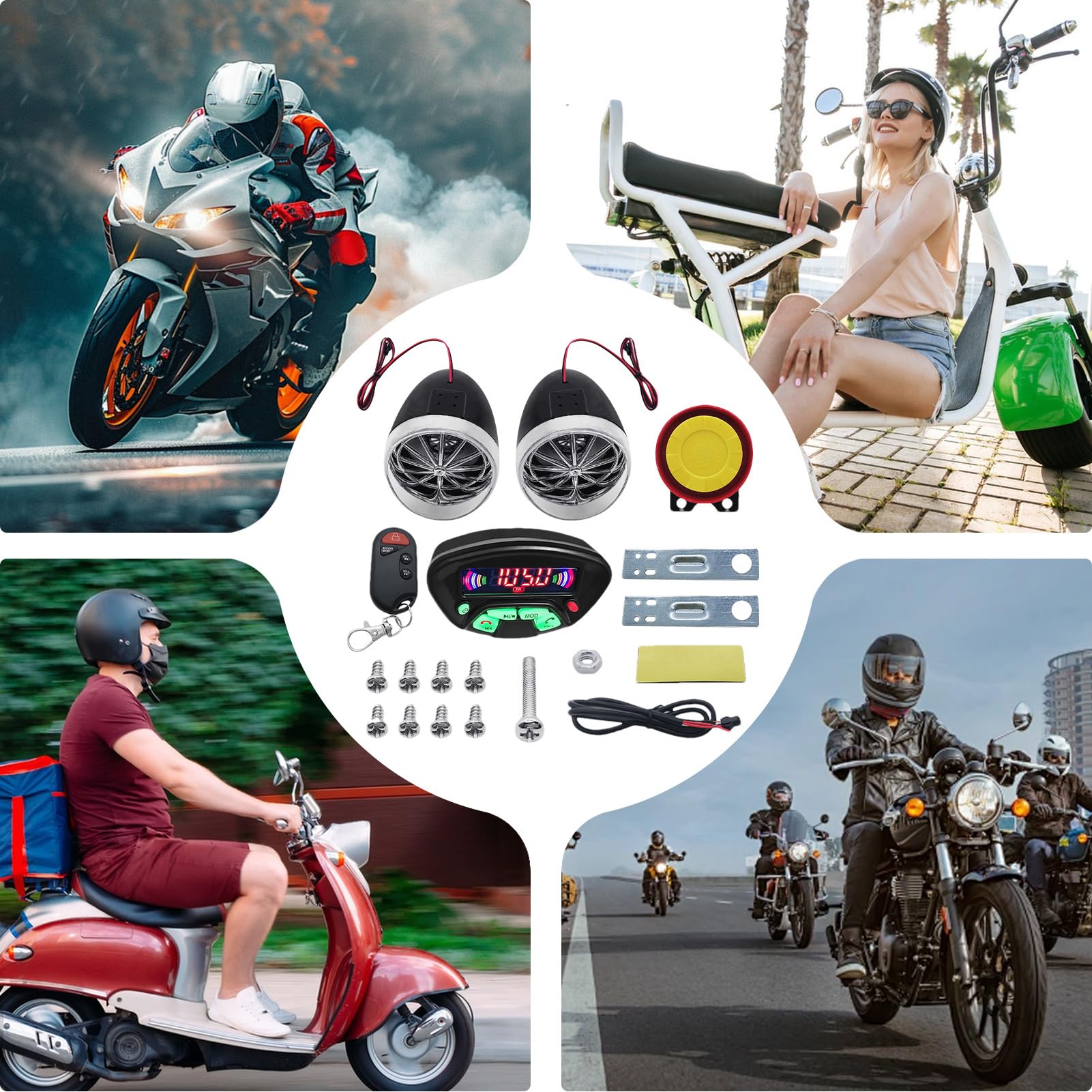 Generisch Altavoz estéreo de motocicleta – Radio de audio resistente al