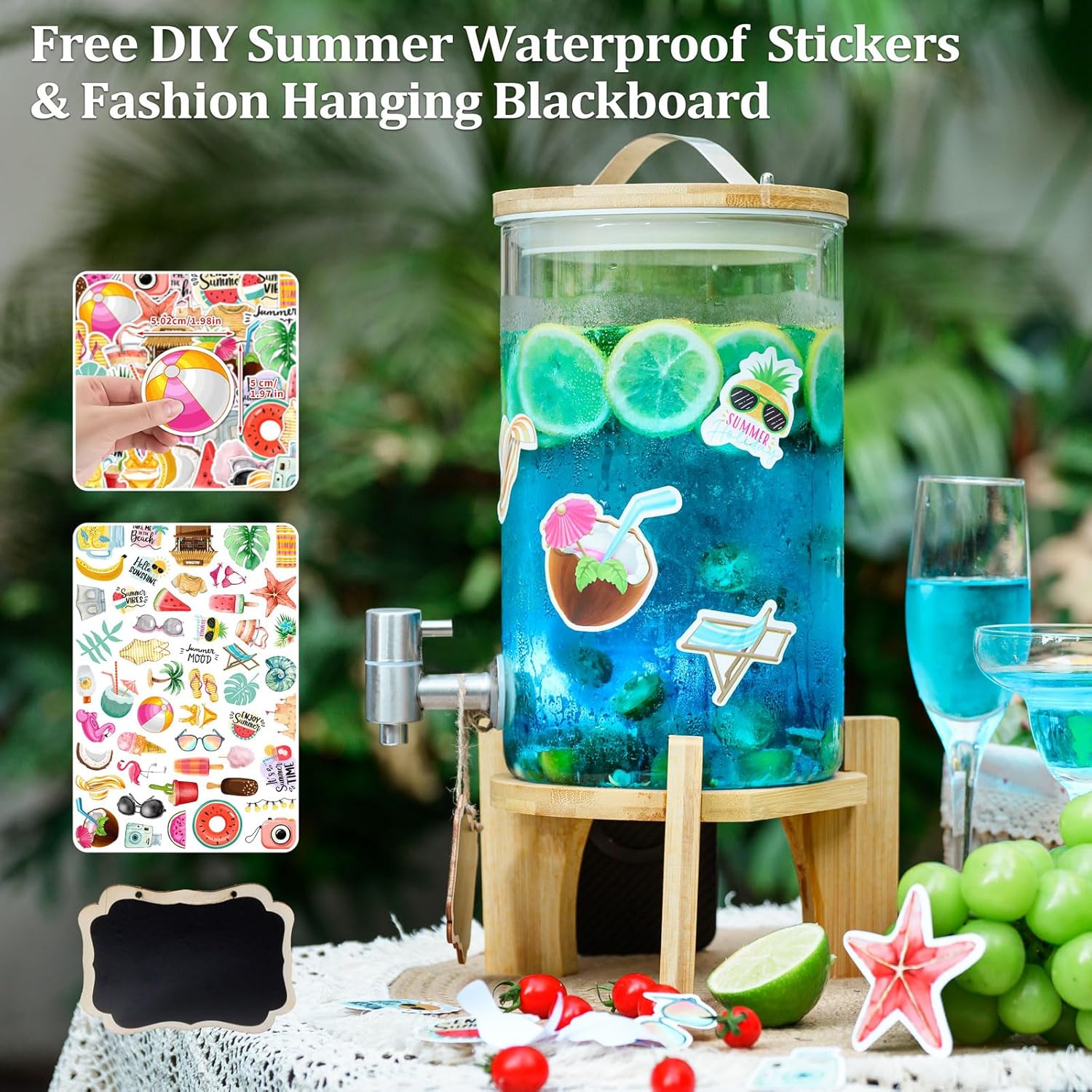 1.2 Gallon Large Glass Drink Dispenser For Parties, Beverage Dispenser with Bamboo Wood Stand and Stainless Steel Spigot, Juice, Lemonade, Water jug dispenser, Laundry Detergent Dispenser (1 PACK) - Image 8