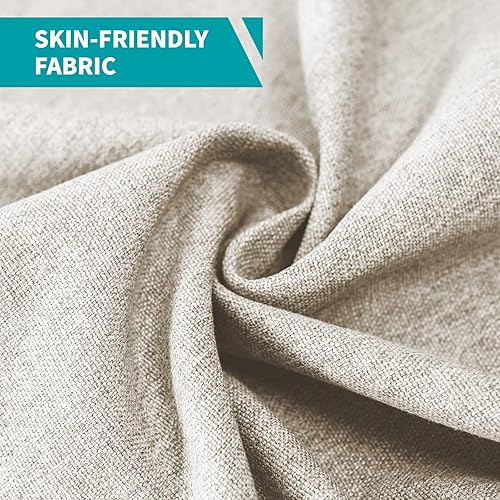 Miniatura 9 de BALUS Base de cama plana de tamaño matrimonial, cabecera tapizada de tela de lino con botones copetudos para dormitorio, apartamento, diseño