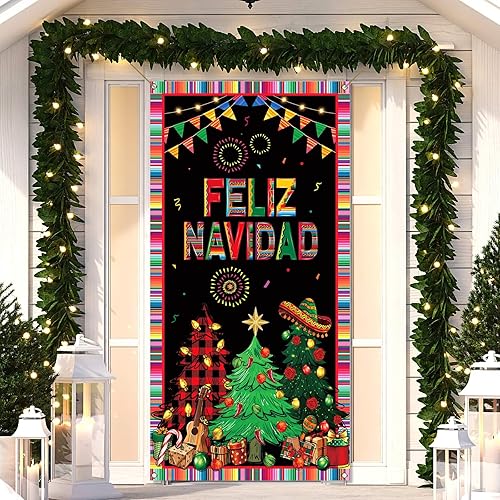 Miniatura 9 de Nepnuser Feliz Navidad Decoración Mexicana Puerta Cubierta Navidad Navidad Navidad Fiesta Fiesta Fondo Decoración Puerta Colgante Banner