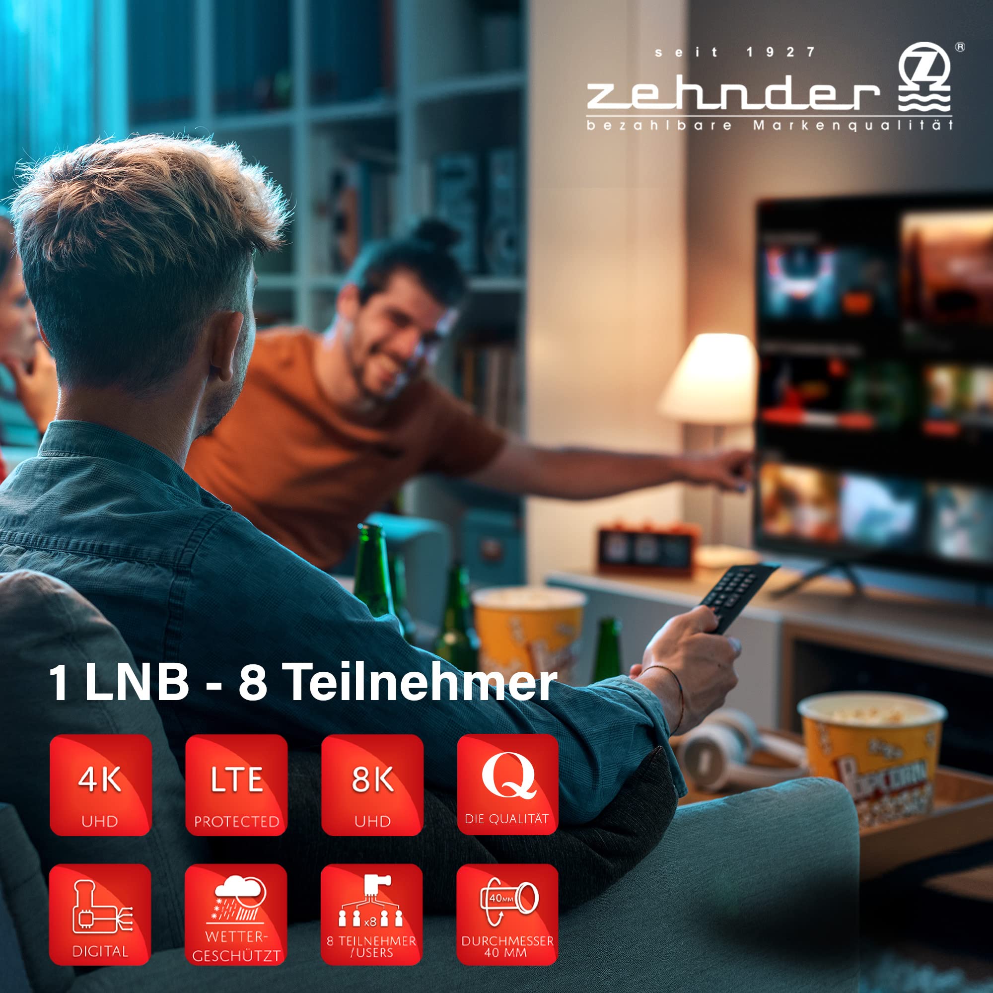 [ Test 2 x très bien *] LNB ZEHNDER Octo, blindage LTE, protection solaire UV, LNB numérique 8 voies 4K pour 8 participants, pour récepteur satellite TV, LNC HD 8 voies pour antenne satellite