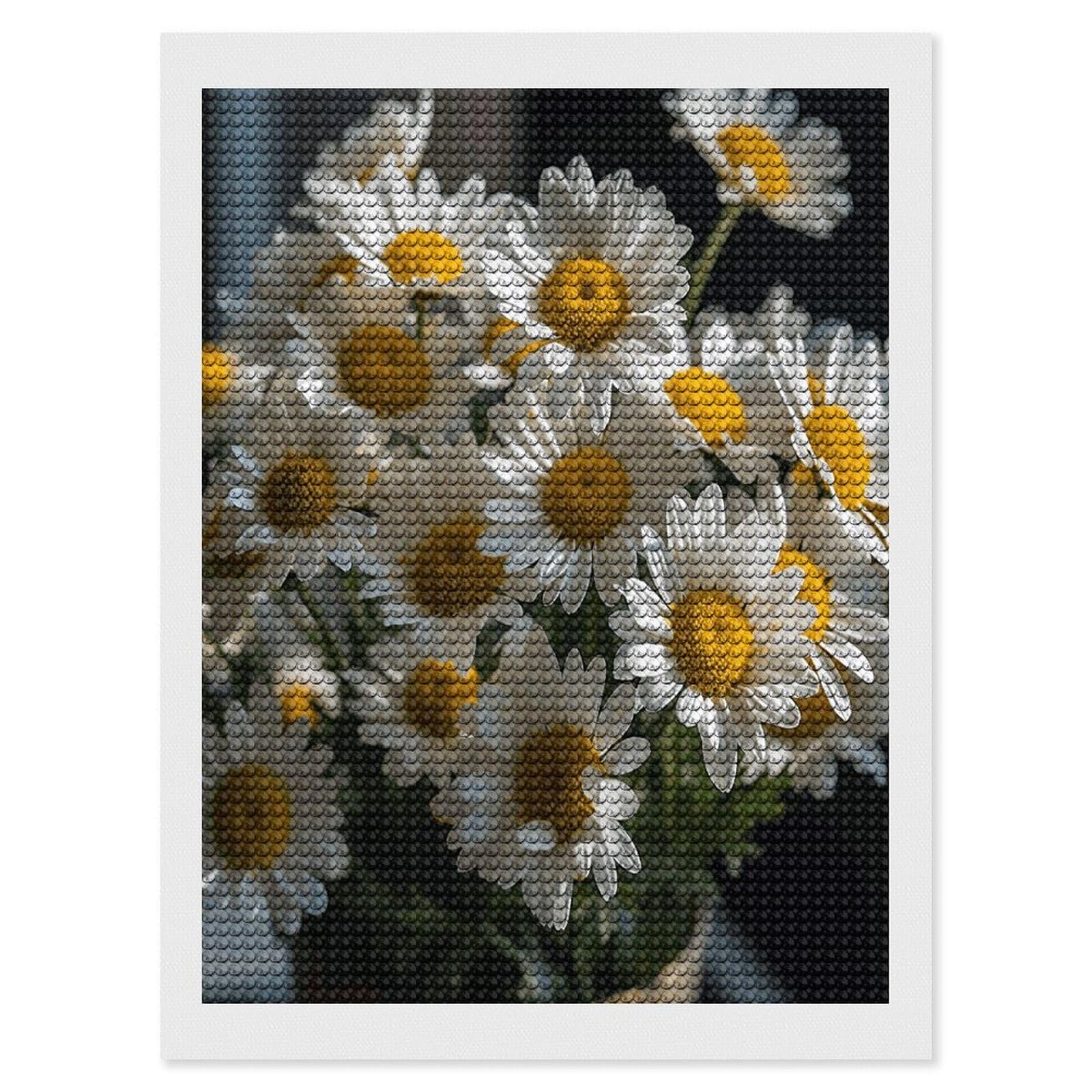 Handful of Daisies Diamond Art Kits for Adult Round Full Drill Diamond Dots Paintings for Beginner Picture Art DIY Diamond Painting Kits 5D Diamond Art Painting for Home Wall Decor 12"x16"