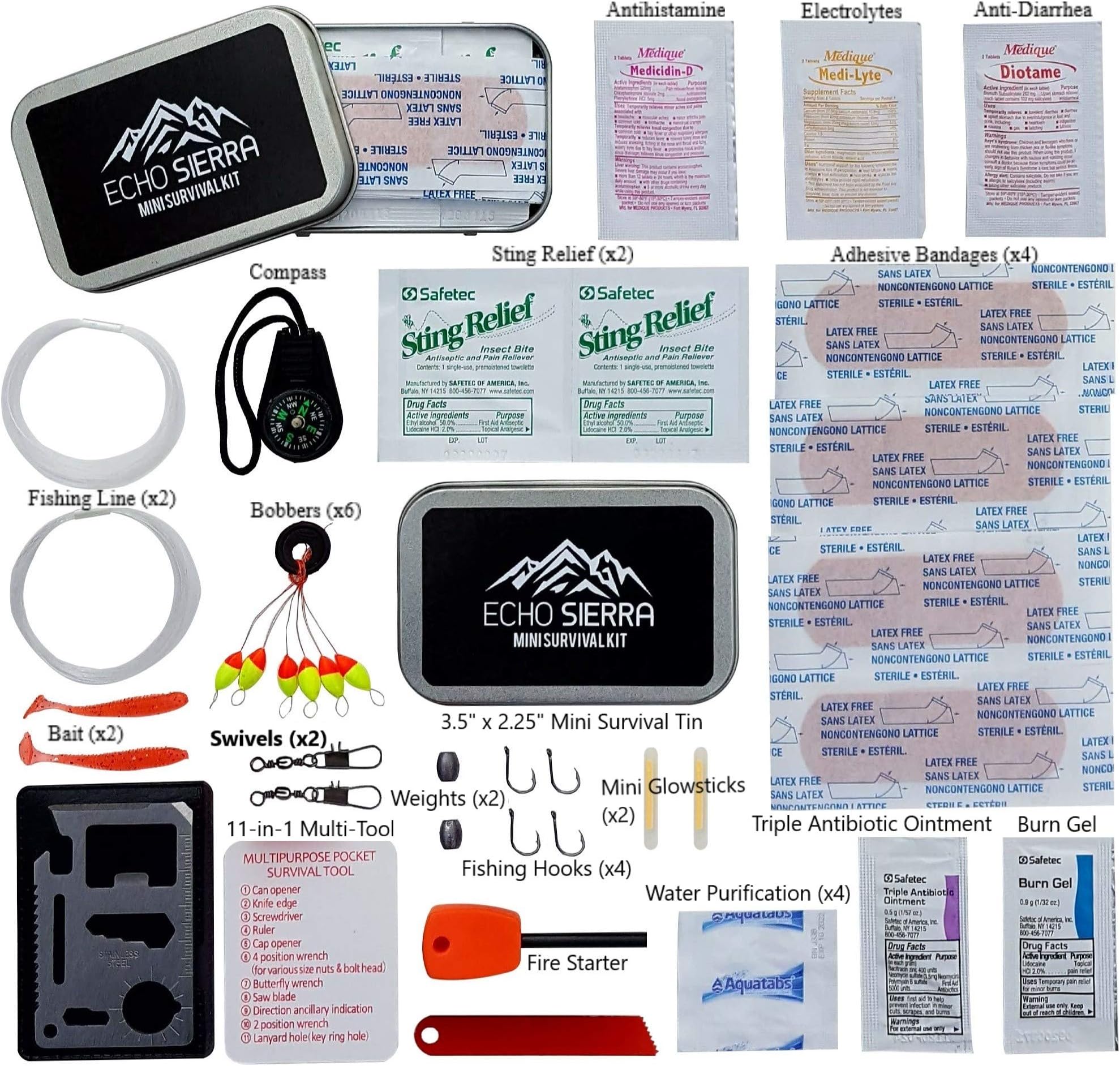 Echo Sierra Mini Emergency Hiking Camping Survival Kit & First Aid Kit