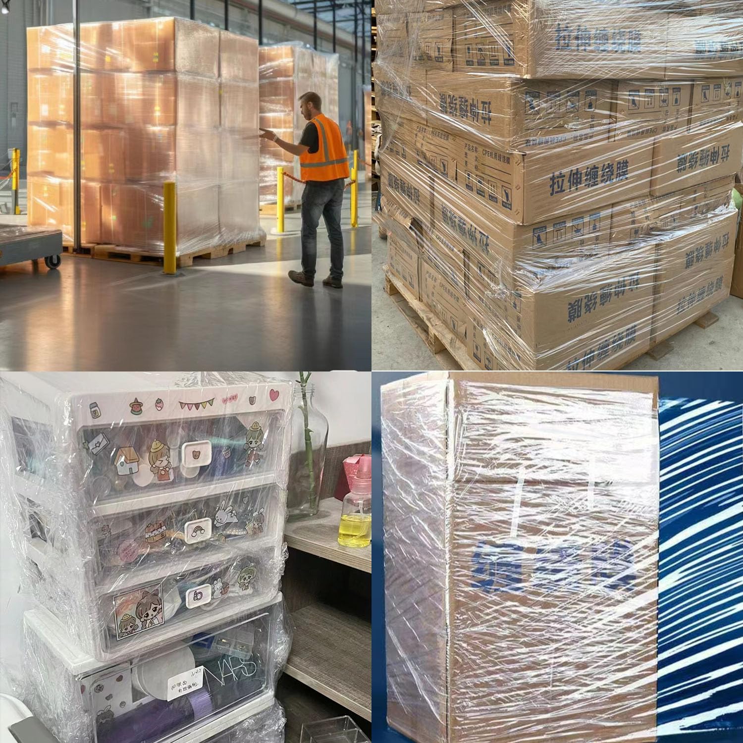 Pellicola estensibile trasparente per imballaggio e trasloco, 250 x 400 mm x 18 µm, Cling Film con manico di rotolamento in plastica, per imballaggio e trasloco, CHUANGSEED (2)