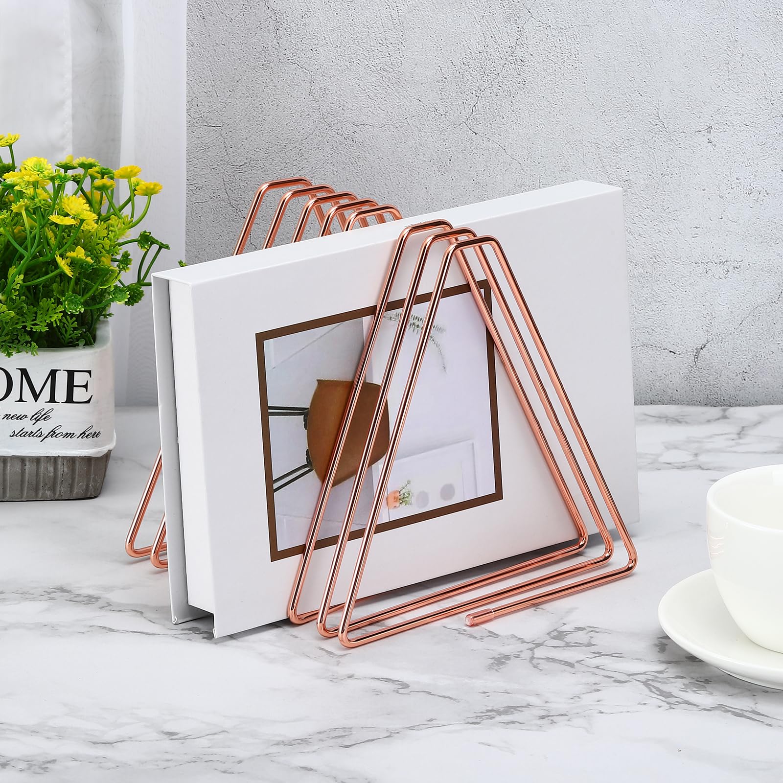 YOKIVE 2 Pcs Desktop File Holder, Triangle Record Magazine Rack Bookshelf, Keep Storing Book - Image 4