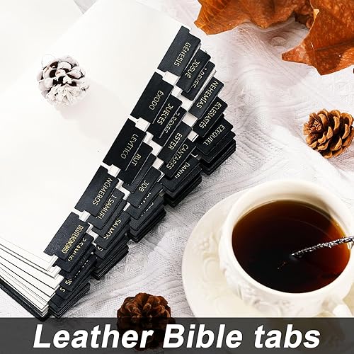 Miniatura 2 de Sanwuta 80 pestañas de índice bíblico de cuero, 66 pestañas de la Biblia en español y 14 etiquetas bíblicas en blanco, pestañas de capítulo de la