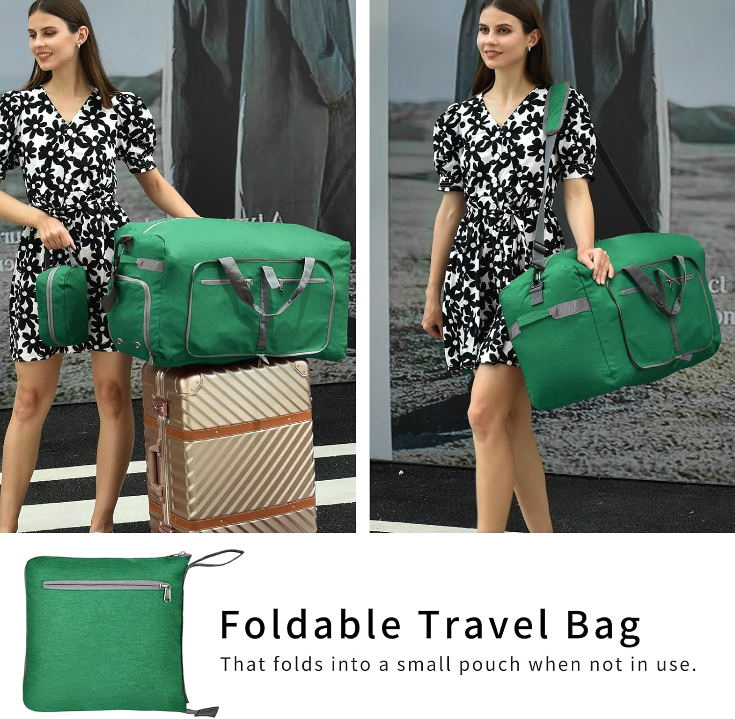 Felipe Varela Duffle Bag with Shoes Compartment and Adjustable Strap,Foldable Travel Duffel Bags for Men Women,Waterproof Duffel Bags - Image 7