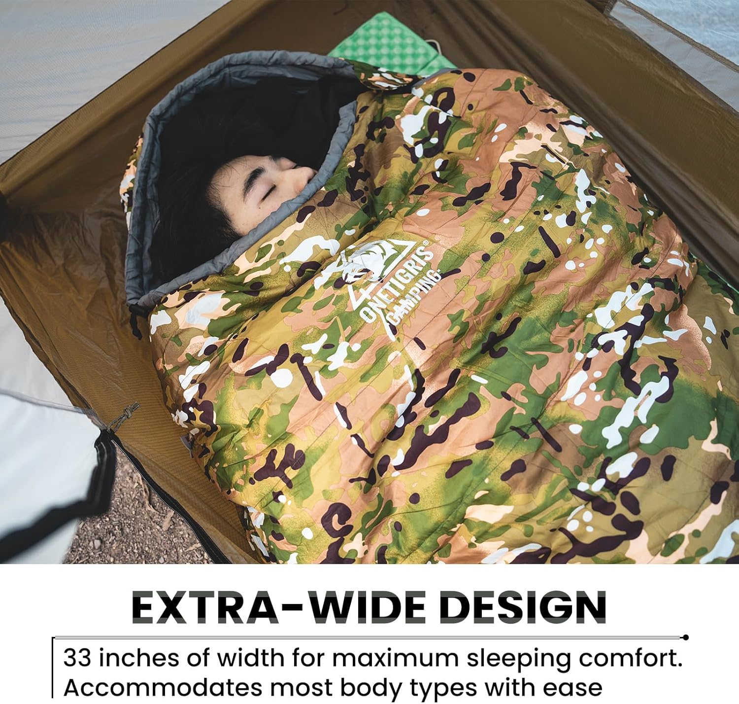 OneTigris Light Patrol 4 Season Mummy Sleeping Bag, 32°F Cold Weather Camping Bags for Camping Hiking Backpacking, Survival Gear