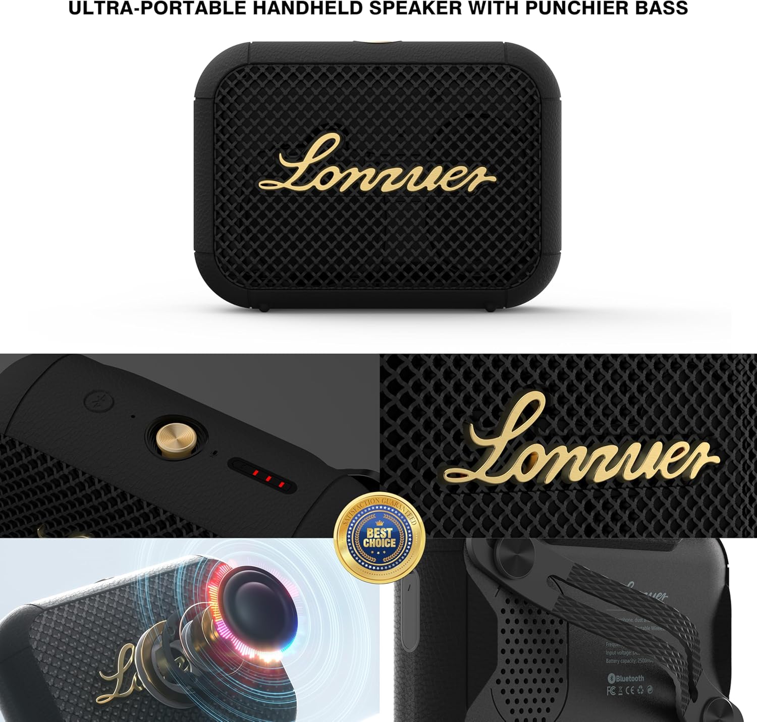 IPX7 Waterproof Shower Bluetooth Speaker, Portable Small Speaker, Speakers Bluetooth Wireless Loud Clear Sound Support Handle for Kayak Canoe Mountain Bike Beach Gift (Black) - Image 5