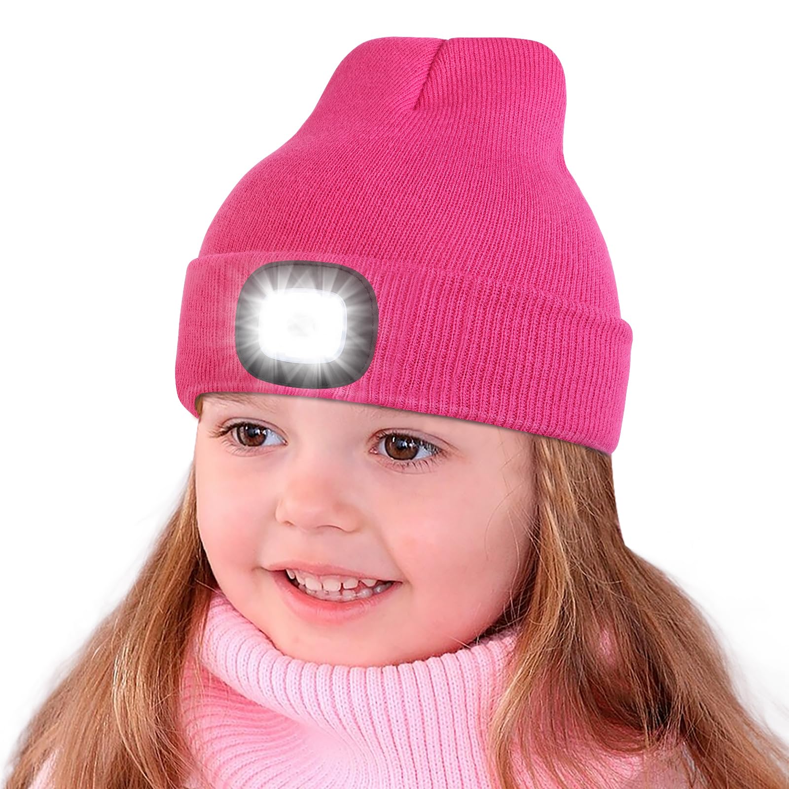 Geschenke für Kinder Weihnachten Mütze mit LED Licht Kinder Wiederaufladbar LED Strickmütze Wintermütze Beanie Lustige Kleine Geschenke für Mädchen Jungen