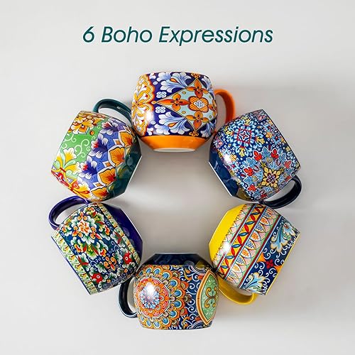 Miniatura 7 de vancasso Juego de 6 tazas de café de cerámica de 16 onzas, tazas de café de porcelana para capuchino, café con leche, expreso, tazas de café