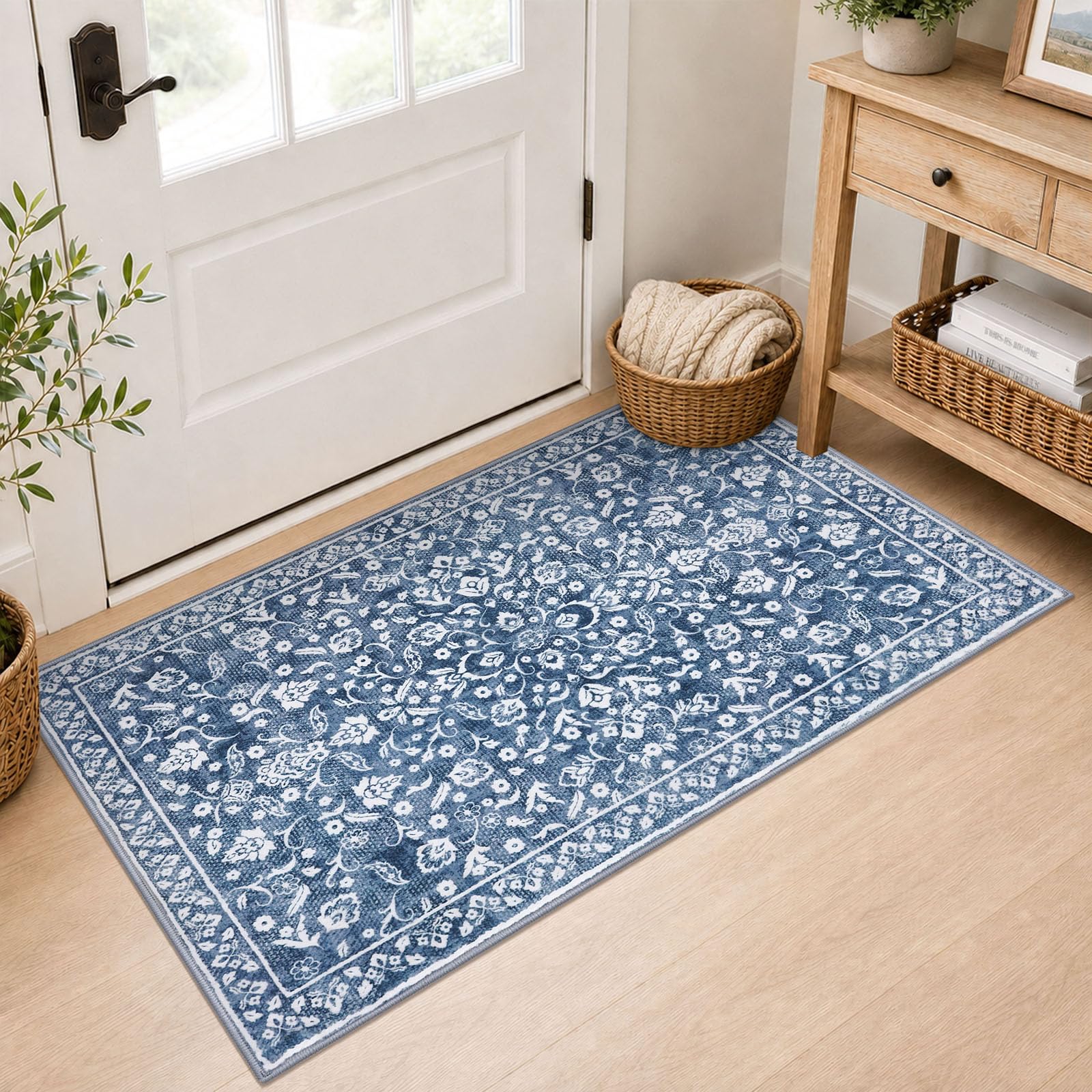 SILOLOOM Vintage 2x4 Rug Washable Entryway Runner Non Slip Kitchen Runner โ image 1