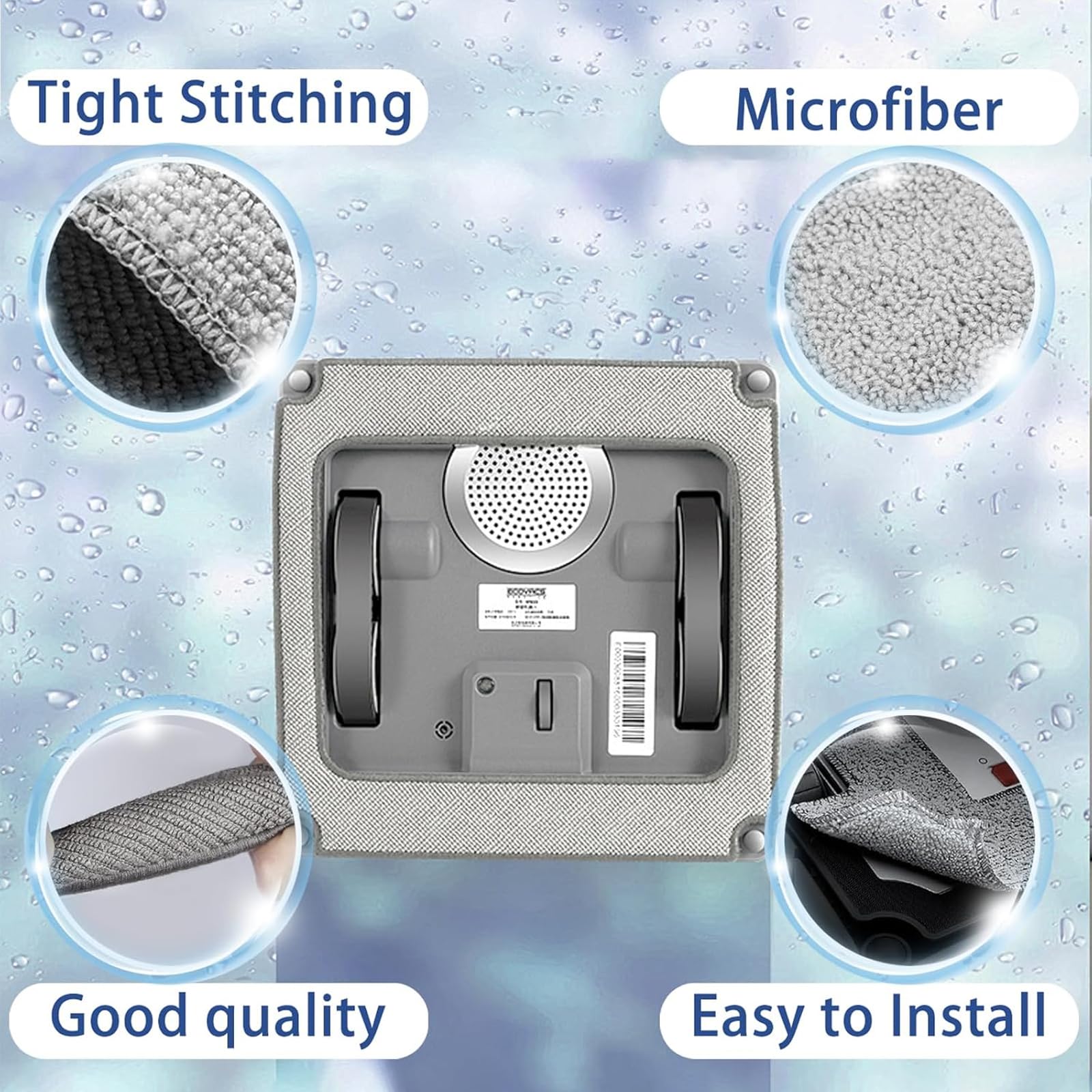 Lunpog Pack of 4 Cleaning Pads for Window Cleaning Robots Window Cleaner Robot Cleaning Cloth for Washable Microfibre Wipes - Image 3
