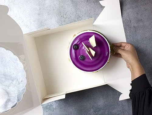 Miniatura 8 de mudrit Cajas para pasteles con ventana 10 cajas de panadería para pasteles, donas, brownies, tartas, pasteles y galletas de Navidad tamaño 10x10x5