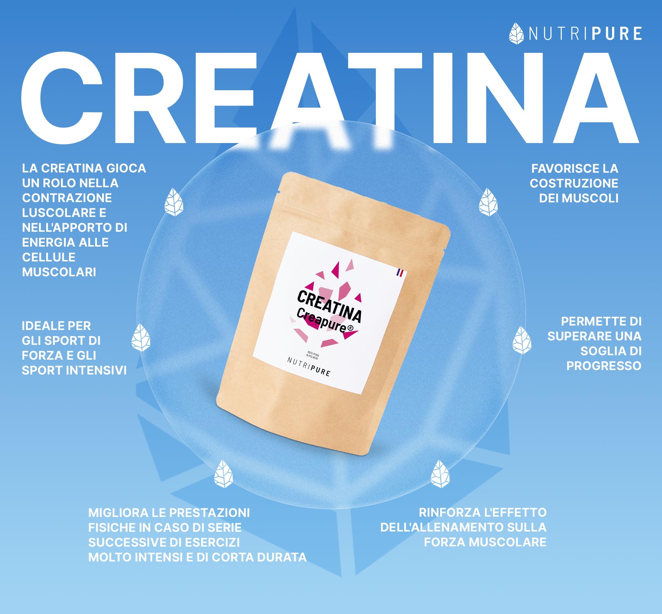 Nutripure | Creatina Monoidrato in Polvere Creapure® 100% Pura | Gusto Neutro | Vegana | Aumento della Forza Muscolare | Ideale per Sport Intensi e per il bodybuilding| 150 g | Prodotto in Germania