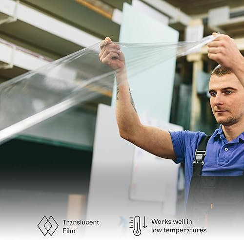 Miniatura 4 de Envoltura elástica, 12 pulgadas x 1500 pies, calibre 90, paquete de 4, adherencia de plástico transparente, rollos de película elástica soplada a